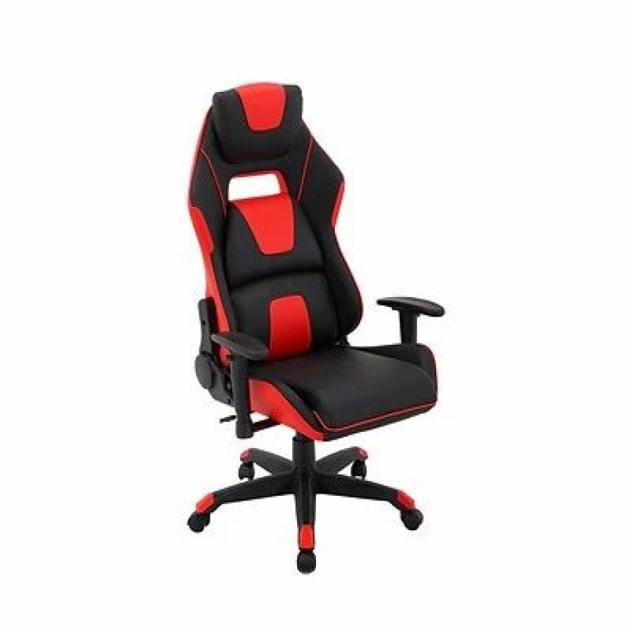 Chairs * | Gaming Chairs Hanover Commando Fabric Ergonomic Racing Gaming Chair, Black/Red (Hgc0108)