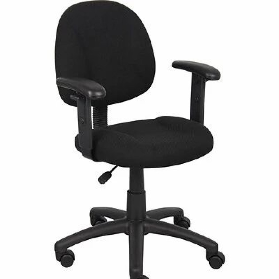 Chairs * | Task Chairs Boss Perfect Posture Deluxe Office Task Chair With Adjustable Arms, Black (B316-Bk)