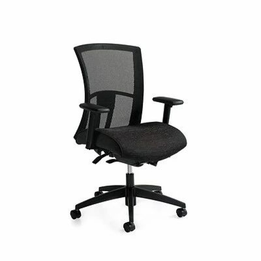 Chairs * | Task Chairs Global Vion Mesh Back Fabric Computer And Desk Chair, Black (6321-8-Ur22)