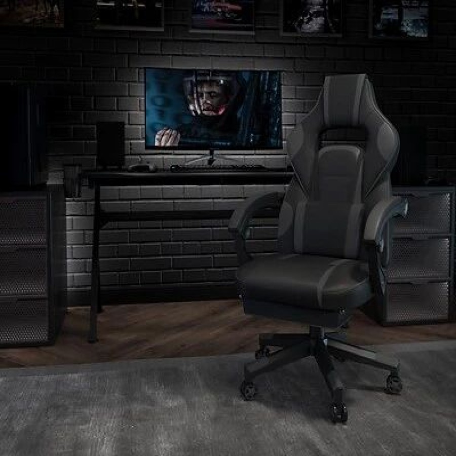 Chairs * | Executive/Managerial Chairs Flash Furniture X40 Ergonomic Leathersoft Swivel Gaming Chair, Black (Ch00288Bk)