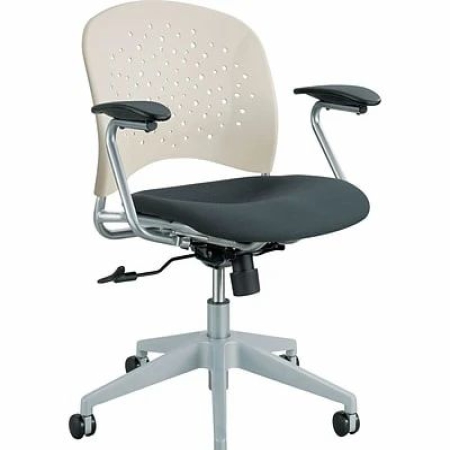 Chairs * | Safco Task Chairs Reve Series Task Chair, Round Plastic Back, Polyester Seat, Black Seat/Latte