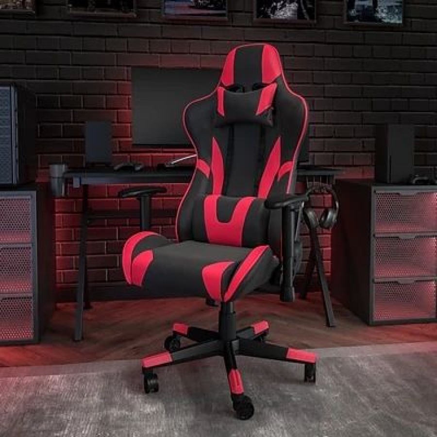 Chairs * | Executive/Managerial Chairs Flash Furniture X20 Ergonomic Leathersoft Swivel Gaming Chair, Red (Ch1872301Red)