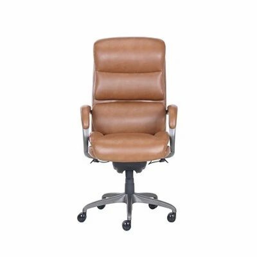 Chairs * | Office Chairs La-Z-Boy Aberdeen Ergonomic Bonded Leather Swivel Computer And Desk Chair, Camel (51545-Cam)