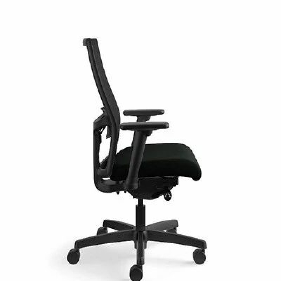 Chairs * | Task Chairs Hon Ignition 2.0 Mesh/Vinyl Mid-Back Task Chair, Adjustable Arms, Black (Hon12M2Amlu10Tk)