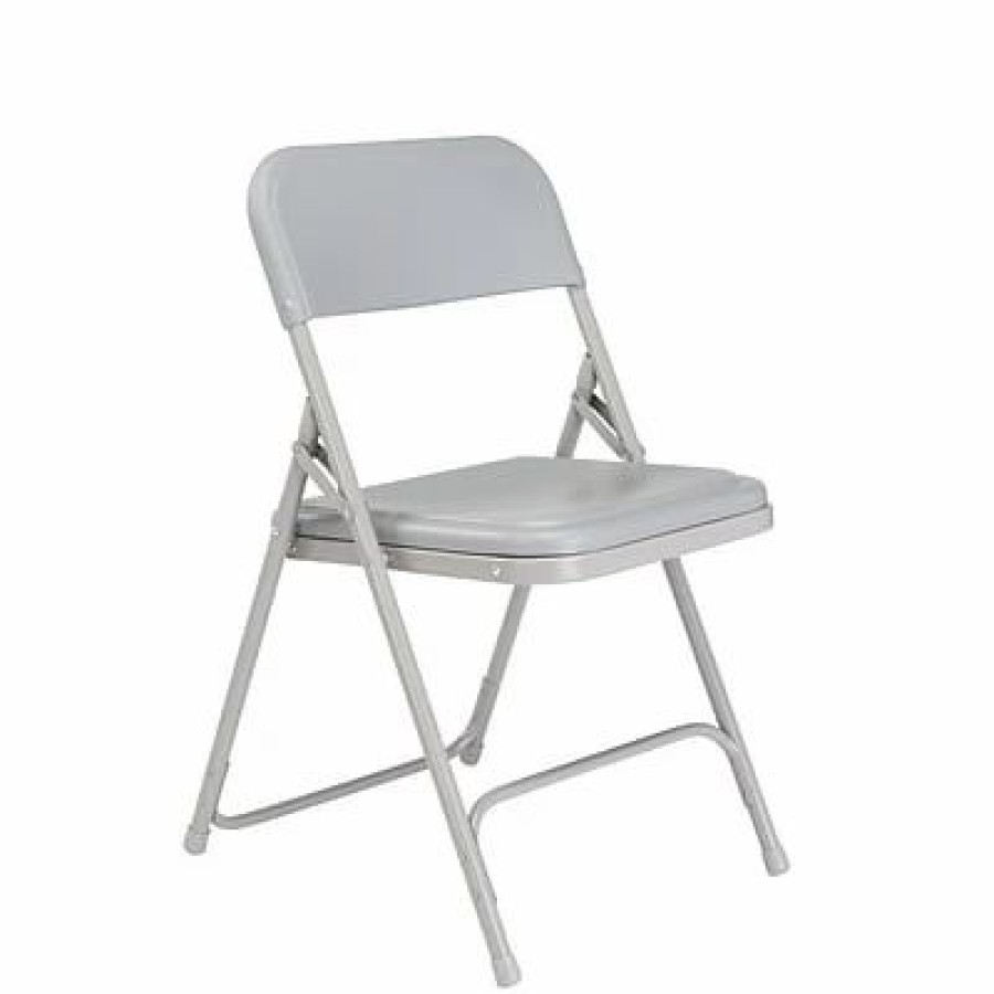 Chairs * | National Public Seating 800 Series Premium Lightweight Steel Frame Plastic Folding Chairs, Gray, 4 Pack (802/4)