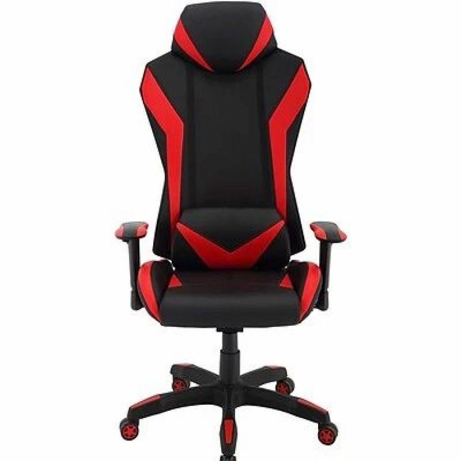 Chairs * | Gaming Chairs Hanover Commando Fabric Ergonomic High-Back Adjustable Gas Lift Seating Gaming Chair, Black And Red, Hgc0105