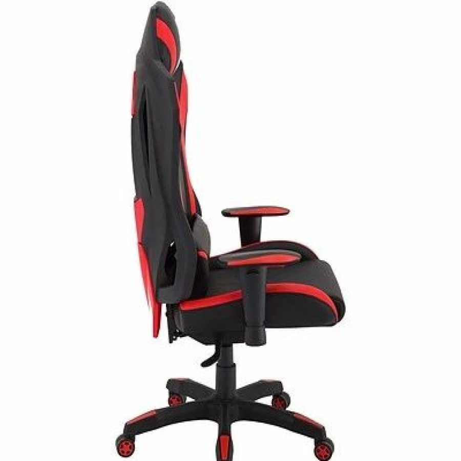 Chairs * | Gaming Chairs Hanover Commando Fabric Ergonomic High-Back Adjustable Gas Lift Seating Gaming Chair, Black And Red, Hgc0105