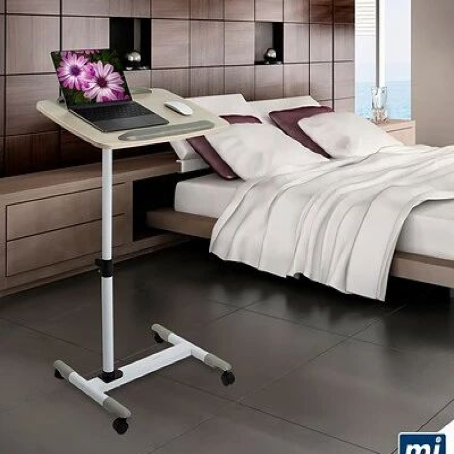 Storage Drawers * | Rolling Carts Mount-It! Rolling Laptop Tray, Height Adjustable Bedside Cart With Caster Wheels (Mi-7946)