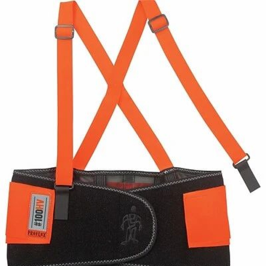 Ergonomic Support * | Ergodyne Back Supports Ergodyne Proflex 100 Economy Hi-Visibility Back Support, Orange, Small