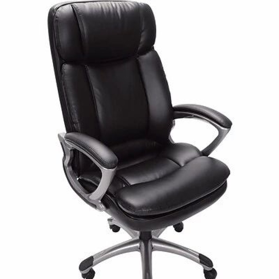 Chairs * | Big & Tall Chairs Serta Big & Tall Ergonomic Faux Leather Executive Big & Tall Chair, 350 Lb. Capacity, Black (43675Oss)