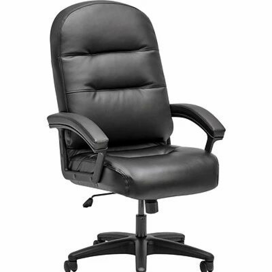 Chairs * | Executive/Managerial Chairs Hon Leather Executive Chair, Fixed Arms, Black (Hon2095Hpwst11T)