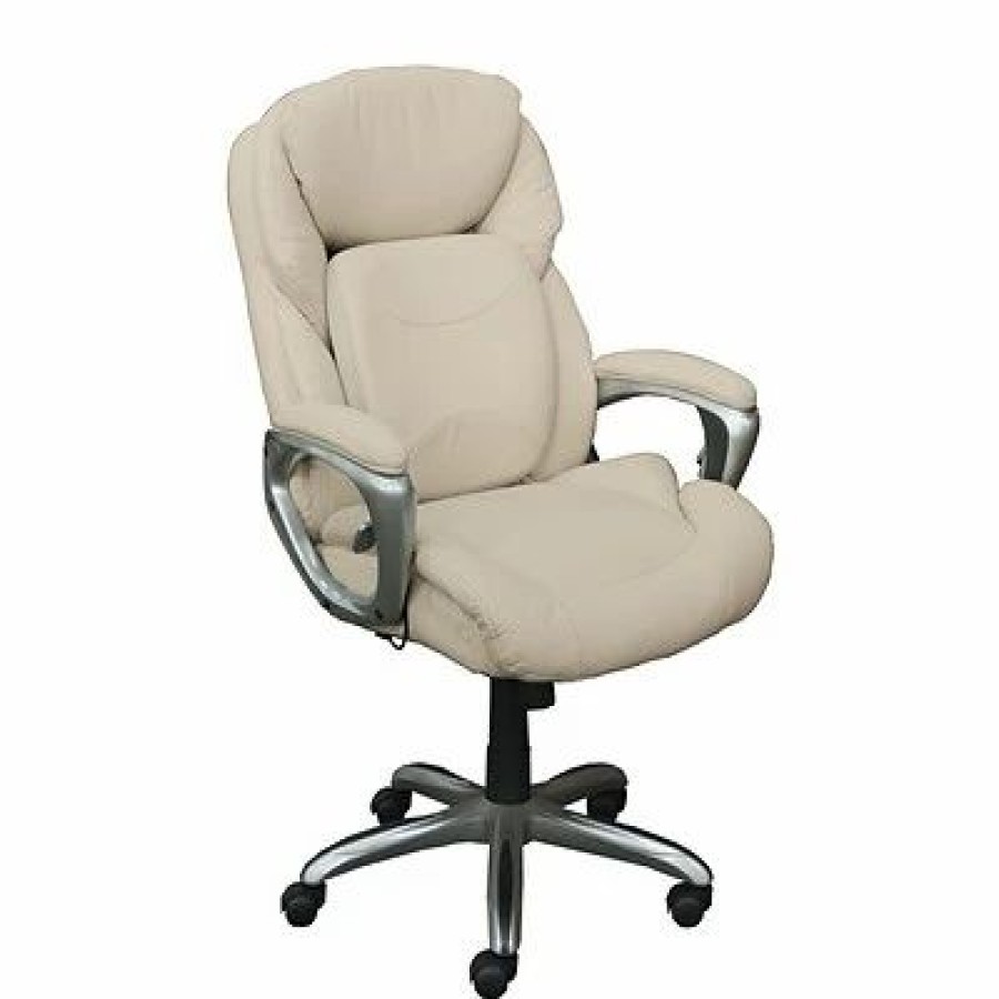 Chairs * | Executive/Managerial Chairs Serta Works My Fit Bonded Leather Executive Office Chair With 360 Motion Support, Inspired Ivory (Chr200063)