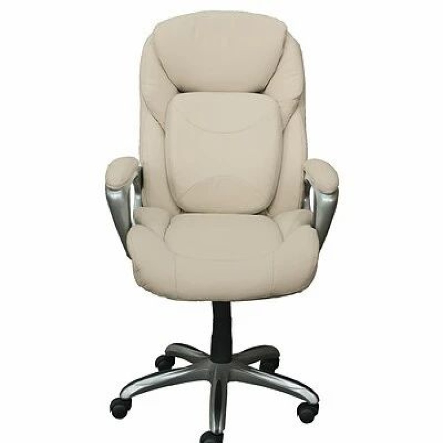 Chairs * | Executive/Managerial Chairs Serta Works My Fit Bonded Leather Executive Office Chair With 360 Motion Support, Inspired Ivory (Chr200063)