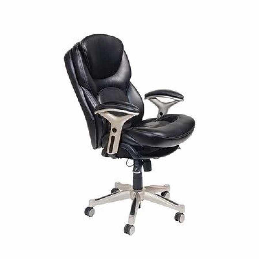 Chairs * | Executive/Managerial Chairs Serta Back In Motion Leather Executive Chair, Black (Chr200006)