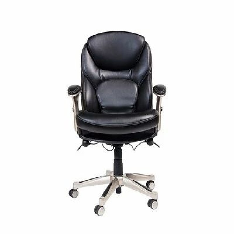 Chairs * | Executive/Managerial Chairs Serta Back In Motion Leather Executive Chair, Black (Chr200006)