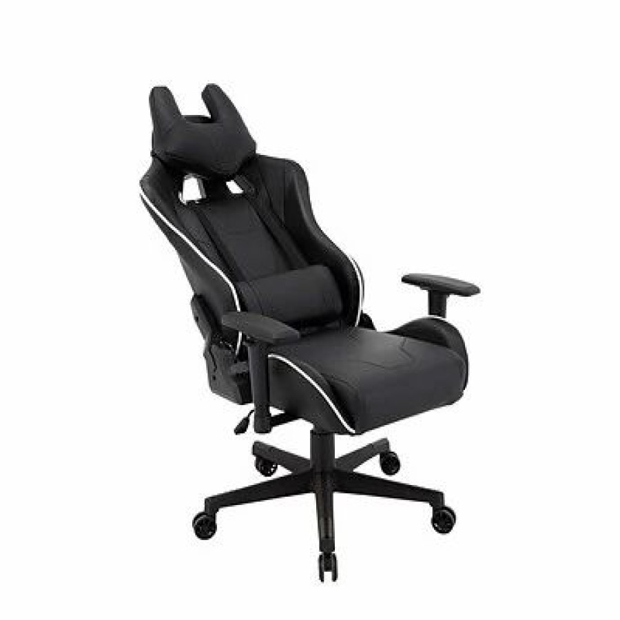 Chairs * | Gaming Chairs Hanover Commando Fabric Ergonomic Racing Gaming Chair, Black/White (Hgc0106)