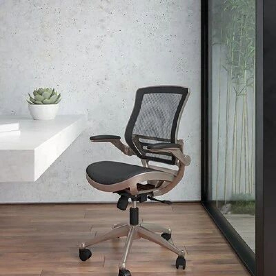 Chairs * | Executive/Managerial Chairs Flash Furniture Ergonomic Mesh Swivel Executive Mid-Back Chair, Black (Bl8801X)