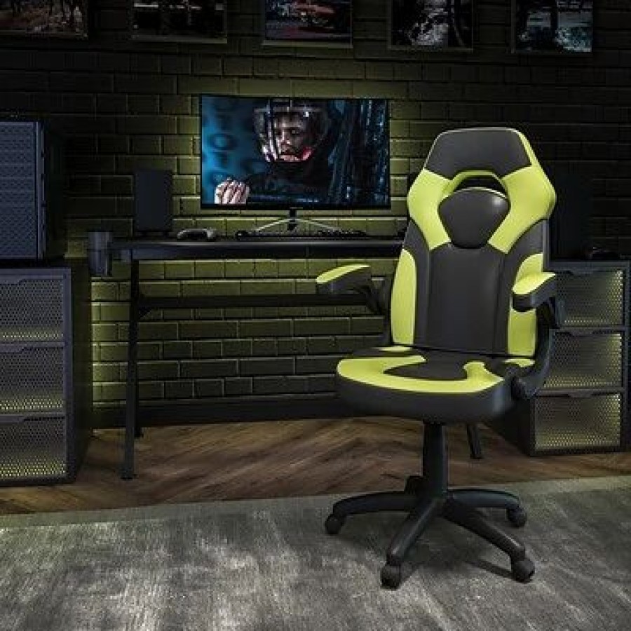 Chairs * | Executive/Managerial Chairs Flash Furniture X10 Ergonomic Leathersoft Swivel Gaming Chair, Neon Green (Ch00095Gn)