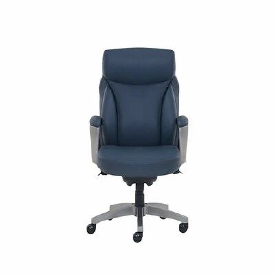 Chairs * | Executive/Managerial Chairs La-Z-Boy Leather Executive Chair, Blue (51447)