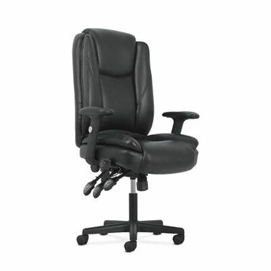 Chairs * | Task Chairs Sadie High-Back Task Chair, Height Adjustable Arms, Height Adjustable Back, Black Leather (Bsxvst331)