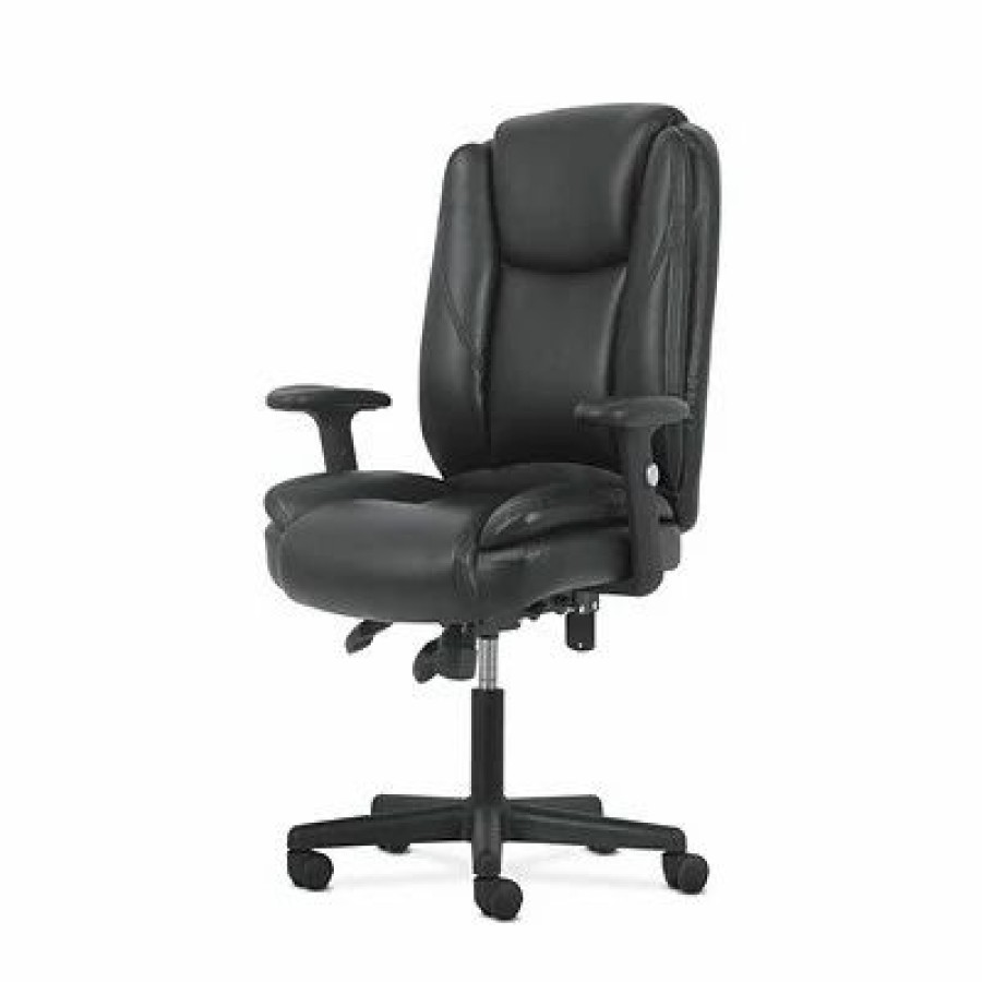 Chairs * | Task Chairs Sadie High-Back Task Chair, Height Adjustable Arms, Height Adjustable Back, Black Leather (Bsxvst331)