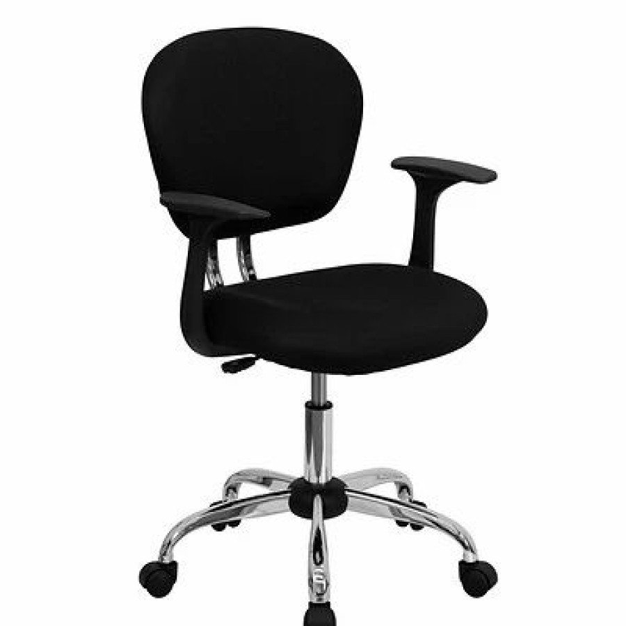 Chairs * | Task Chairs Flash Furniture Mid Back Mesh Task Chair With Arms And Chrome Base, Black