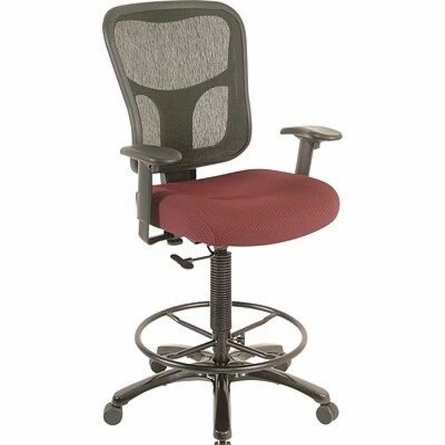 Stools & Ottomans * | Drafting Chairs Tempur-Pedic Tp8200 Ergonomic Fabric Mid-Back Drafting Stool, Burgundy