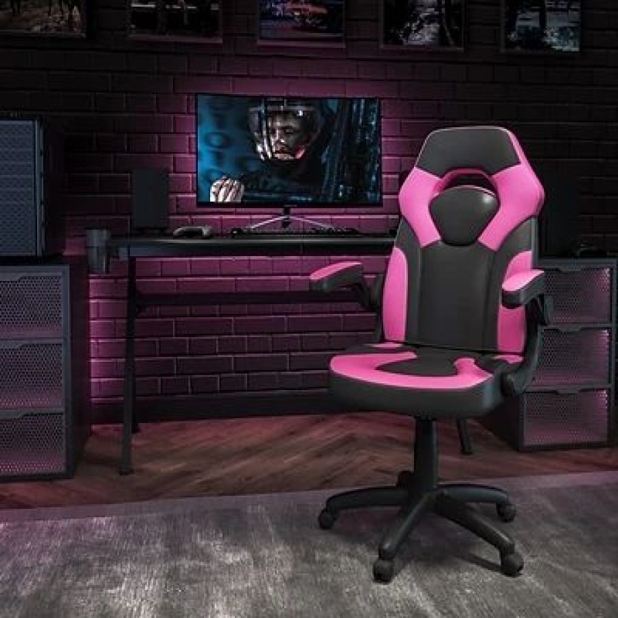 Chairs * | Executive/Managerial Chairs Flash Furniture X10 Ergonomic Leathersoft Swivel Gaming Chair, Pink (Ch00095Pk)