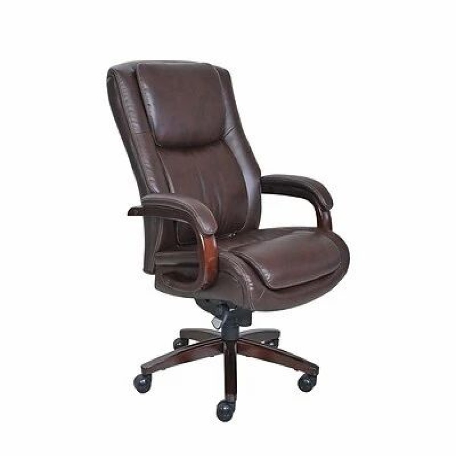 Chairs * | Big & Tall Chairs La-Z-Boy Winston Ergonomic Faux Leather Executive Big & Tall Chair, 400 Lb. Capacity, Brown (44763)