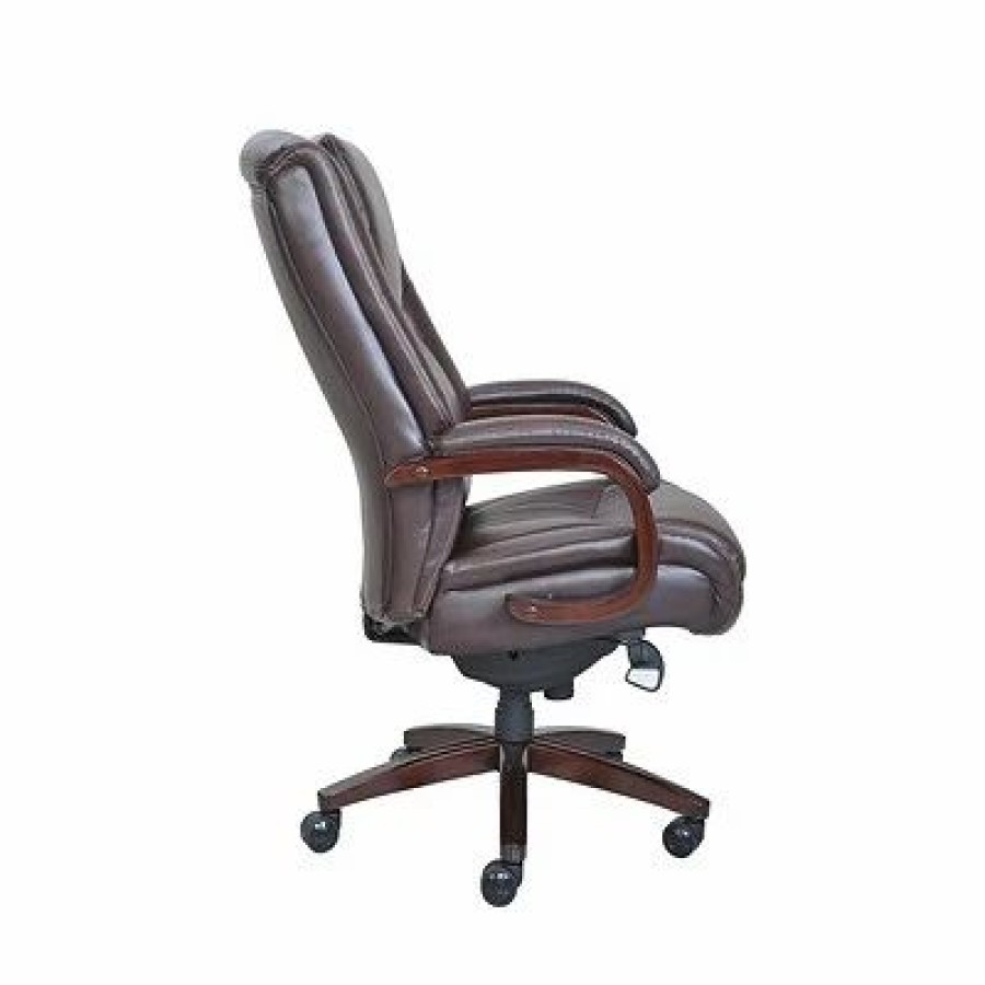 Chairs * | Big & Tall Chairs La-Z-Boy Winston Ergonomic Faux Leather Executive Big & Tall Chair, 400 Lb. Capacity, Brown (44763)