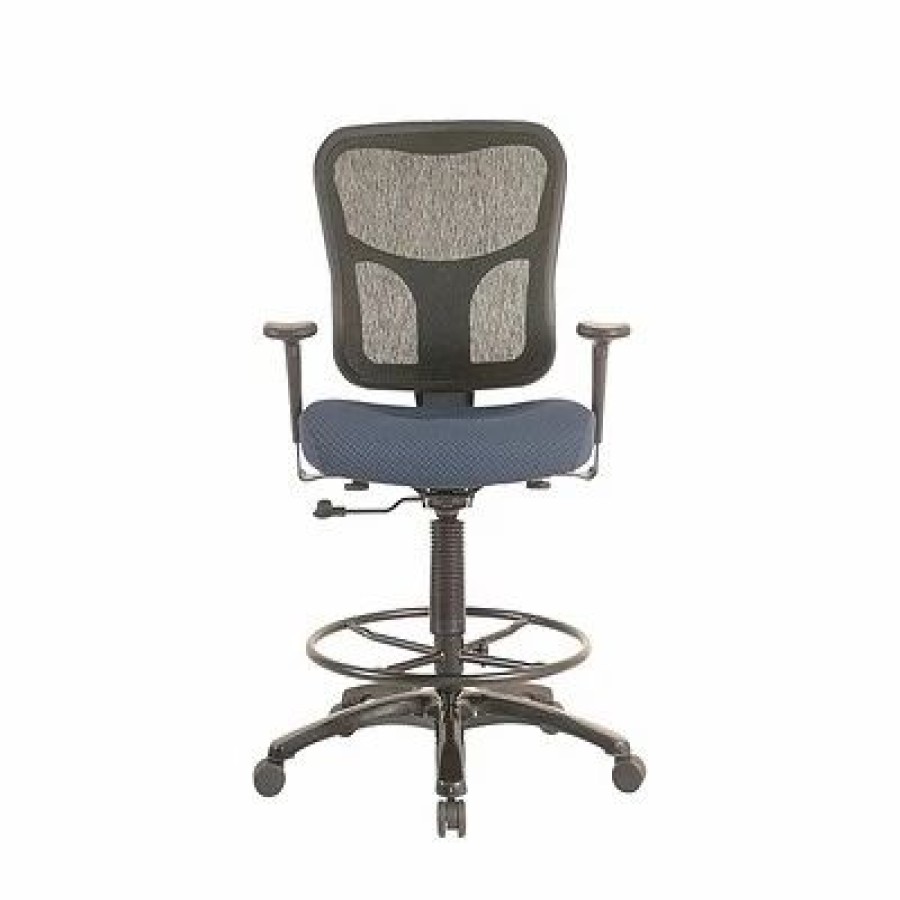 Stools & Ottomans * | Drafting Chairs Tempur-Pedic Mesh Back Fabric Drafting Stool, Navy (Tp8200-Navy)