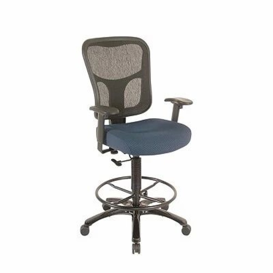 Stools & Ottomans * | Drafting Chairs Tempur-Pedic Mesh Back Fabric Drafting Stool, Navy (Tp8200-Navy)