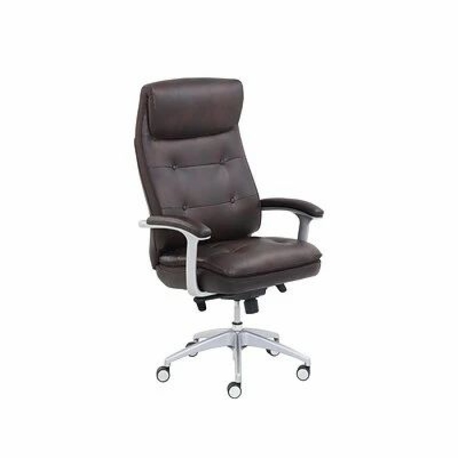 Chairs * | Big & Tall Chairs Beautyrest Royo Ergonomic Leather Executive Big & Tall Chair, 400 Lb. Capacity, Brown (51449)