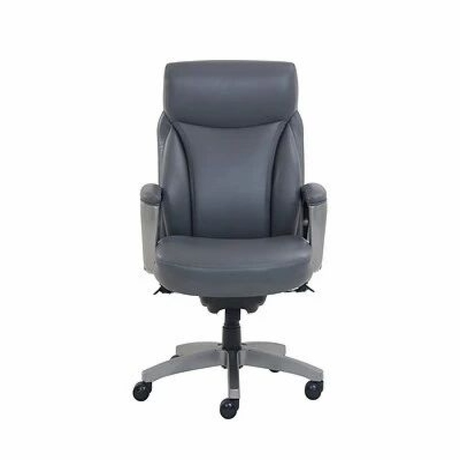 Chairs * | Executive/Managerial Chairs La-Z-Boy Leather Executive Chair, Gray (51446)