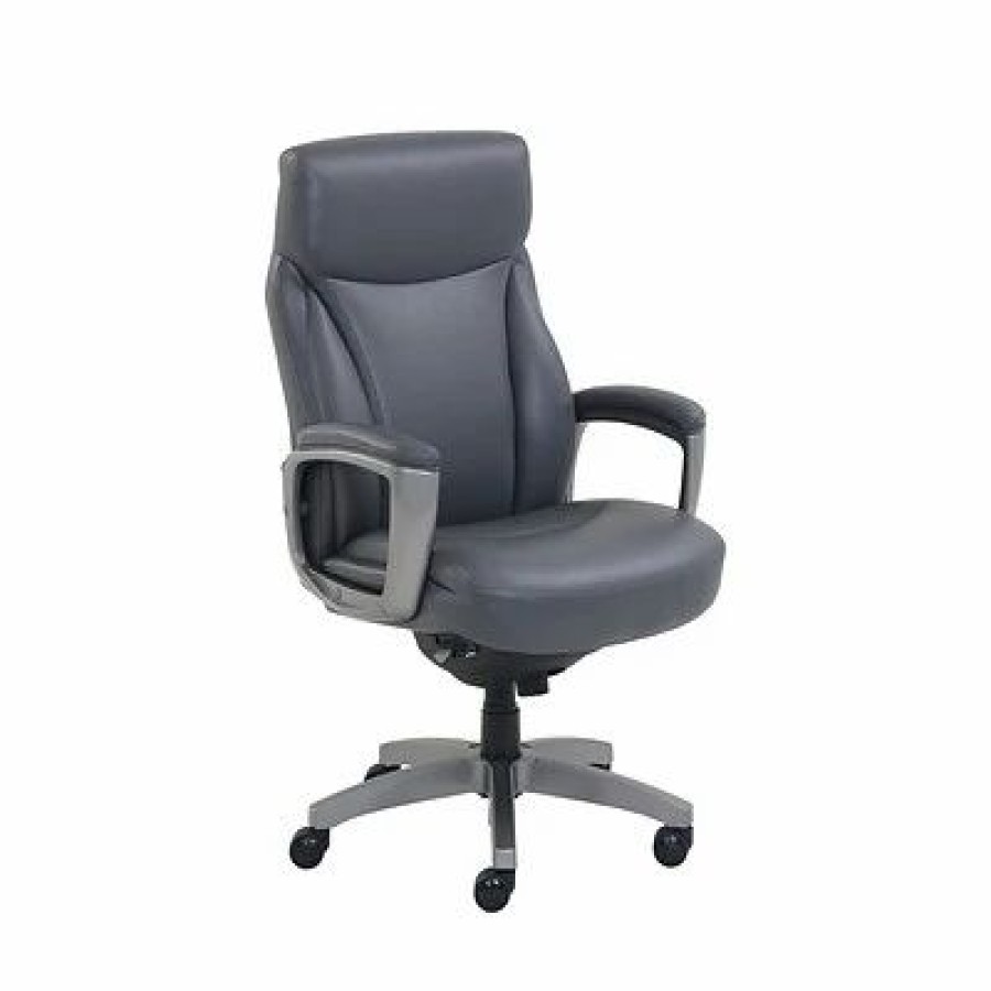 Chairs * | Executive/Managerial Chairs La-Z-Boy Leather Executive Chair, Gray (51446)