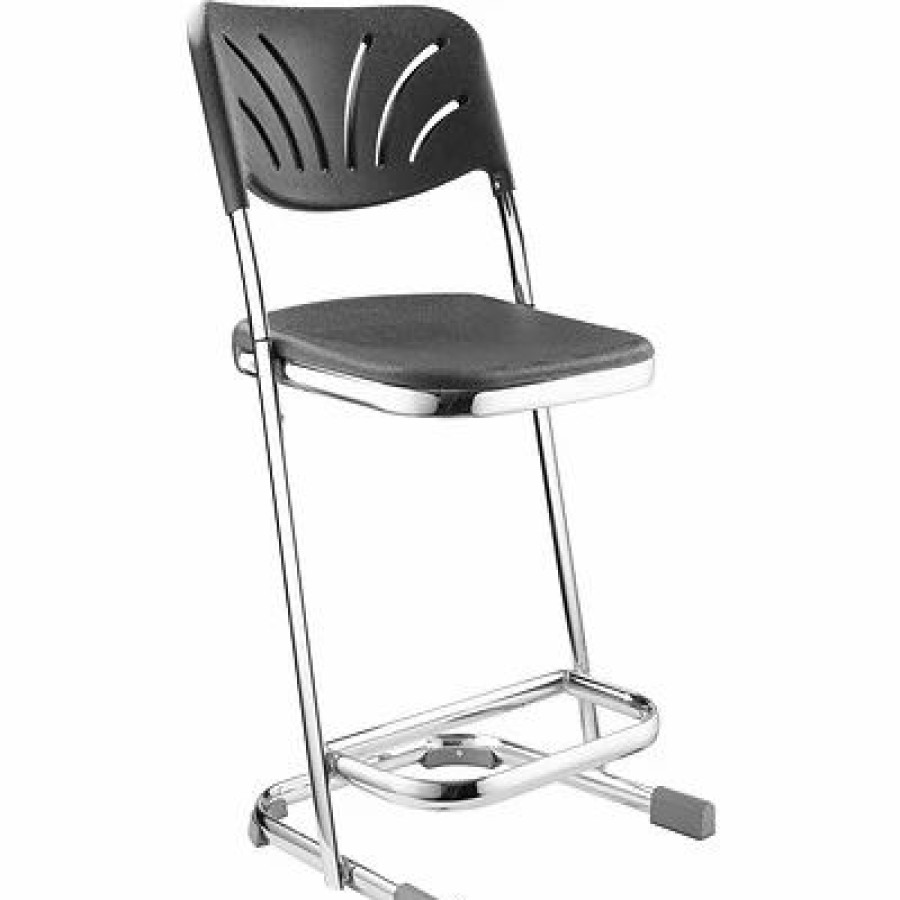 Stools & Ottomans * | National Public Seating Drafting Chairs Nps 6600 Series Armless Blow-Molded Plastic 22 Ergonomic Z Stool With Backrest, Steel, Black (6622B)