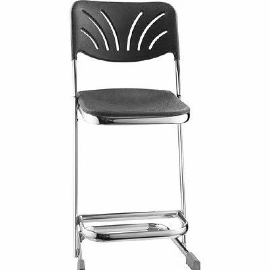 Stools & Ottomans * | National Public Seating Drafting Chairs Nps 6600 Series Armless Blow-Molded Plastic 22 Ergonomic Z Stool With Backrest, Steel, Black (6622B)