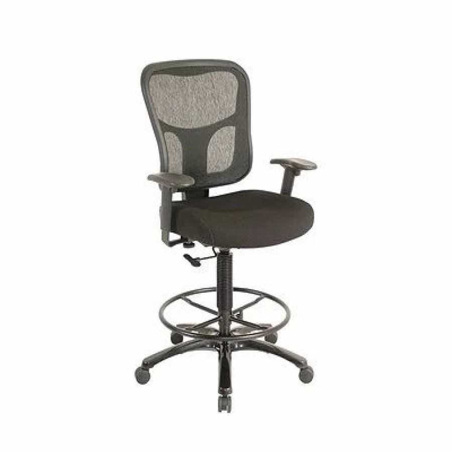 Stools & Ottomans * | Drafting Chairs Tempur-Pedic Mesh Back Fabric Drafting Stool, Black (Tp8200-Black)