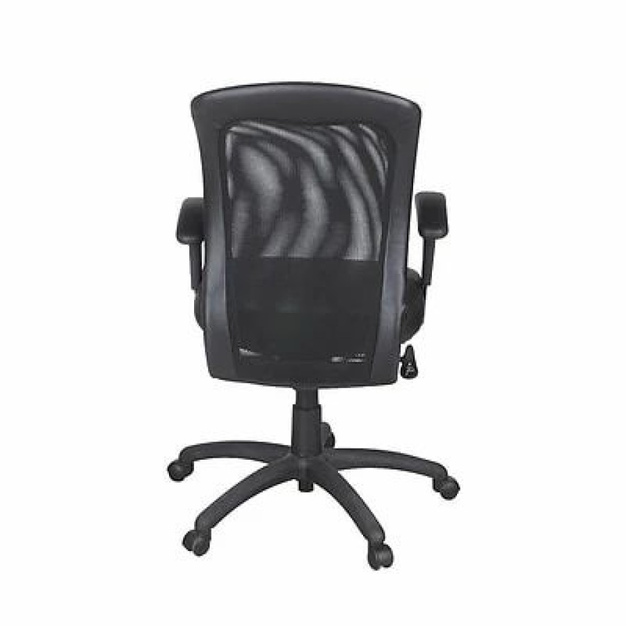 Chairs * | Executive/Managerial Chairs Global Airflow Mesh Back Leather Manager Chair, Black (9339Bk)