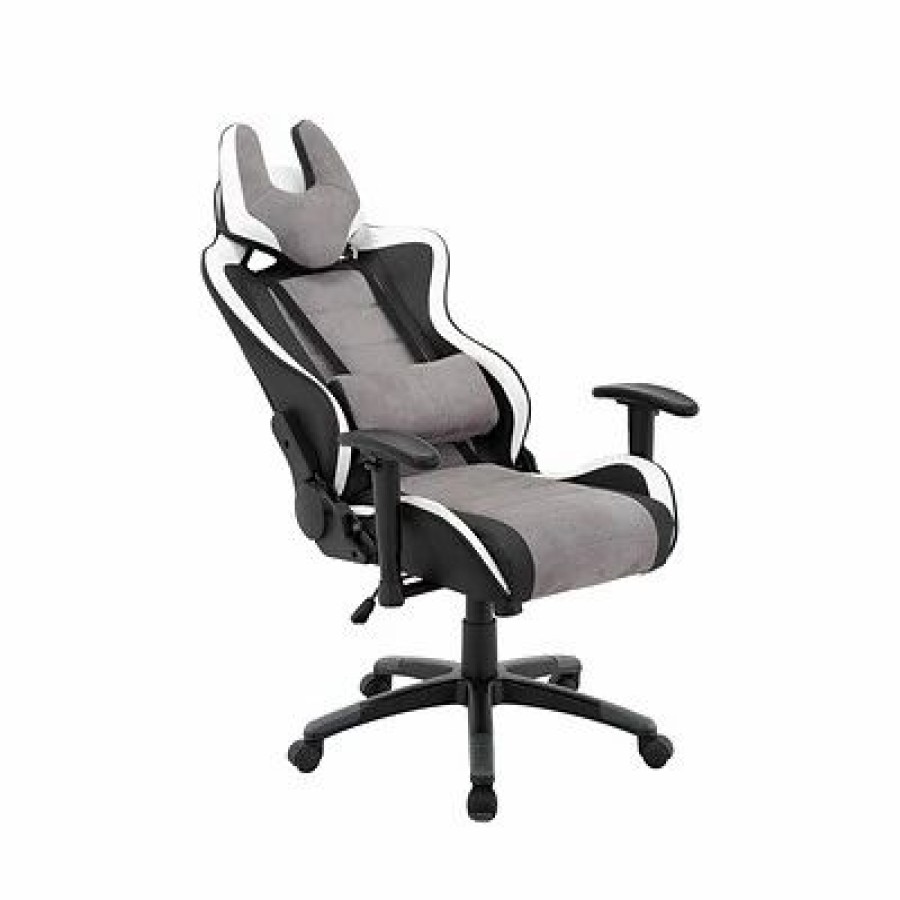 Chairs * | Gaming Chairs Hanover Commando Fabric Ergonomic Racing Gaming Chair, Black/Gray/White (Hgc0107)