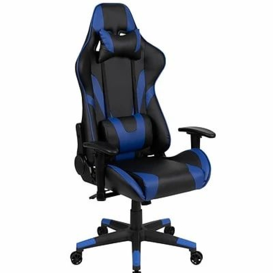 Chairs * | Executive/Managerial Chairs Flash Furniture X20 Ergonomic Leathersoft Swivel Gaming Chair, Blue (Ch1872301Bl)