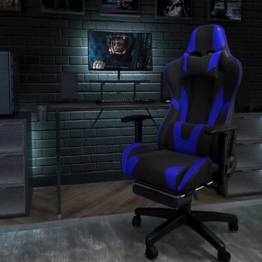 Chairs * | Executive/Managerial Chairs Flash Furniture X20 Ergonomic Leathersoft Swivel Gaming Chair, Blue (Ch1872301Bl)