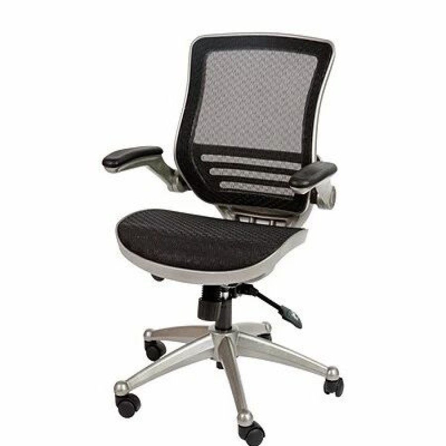 Chairs * | Executive/Managerial Chairs Flash Furniture Ergonomic Mesh Swivel Executive Mid-Back Chair, Black (Bl8801Xbkgr)