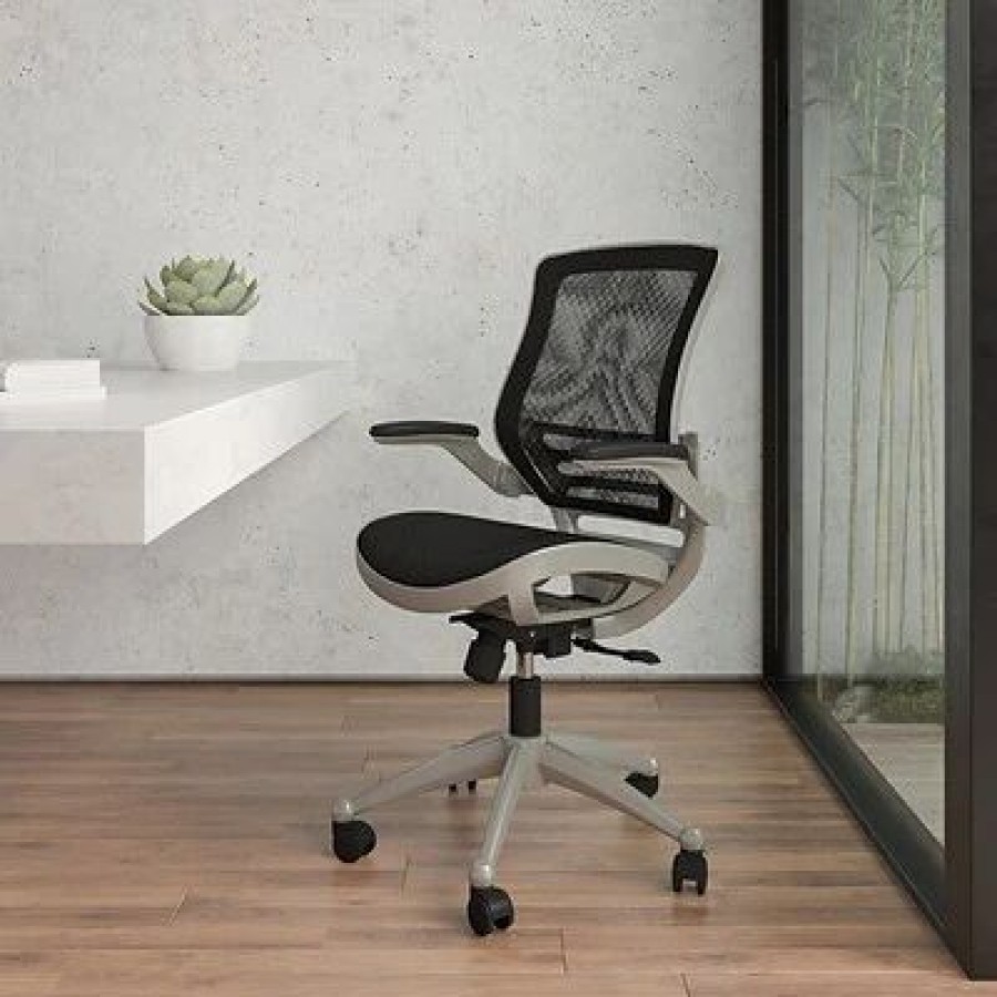 Chairs * | Executive/Managerial Chairs Flash Furniture Ergonomic Mesh Swivel Executive Mid-Back Chair, Black (Bl8801Xbkgr)