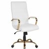 Chairs * | Office Chairs Flash Furniture Ergonomic Faux Leather Swivel Executive Chair, White (Go-2286H-Wh-Gld-Gg)