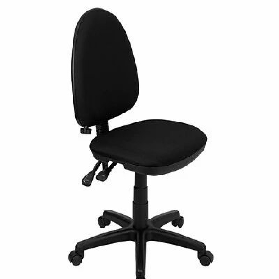 Chairs * | Flash Furniture Mid-Back Fabric Multi-Functional Task Chairs W/Lumbar Support (Wla654Mgbk)