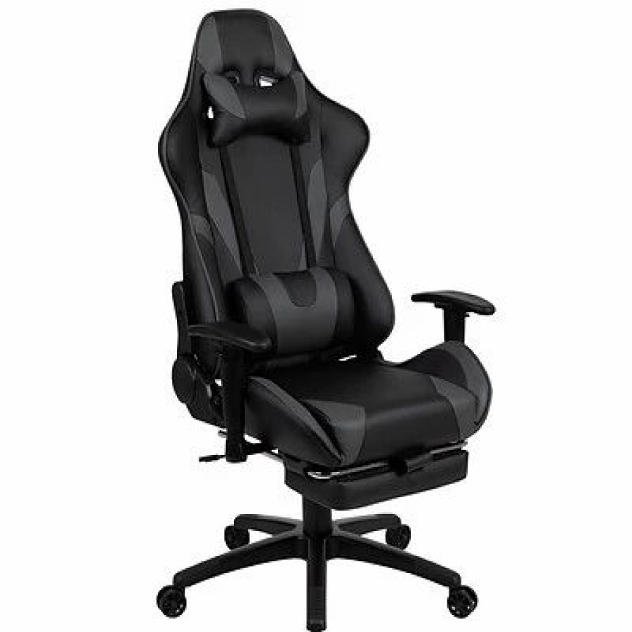 Chairs * | Executive/Managerial Chairs Flash Furniture X30 Ergonomic Leathersoft Swivel Gaming Chair, Gray (Ch187230Gy)