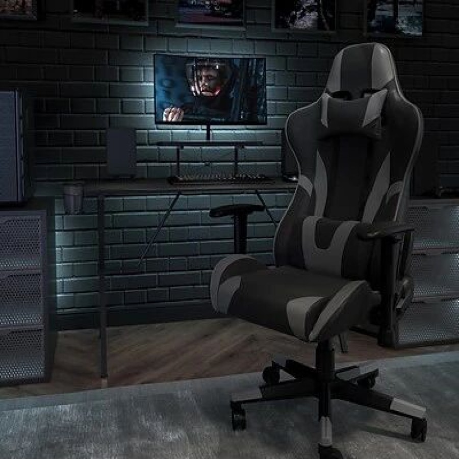 Chairs * | Executive/Managerial Chairs Flash Furniture X30 Ergonomic Leathersoft Swivel Gaming Chair, Gray (Ch187230Gy)