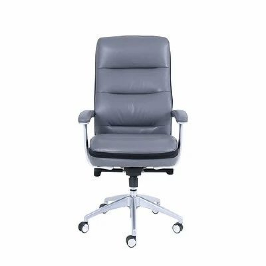 Chairs * | Task Chairs Beautyrest Platinum Bonded Leather Computer And Desk Chair, Gray (49404)