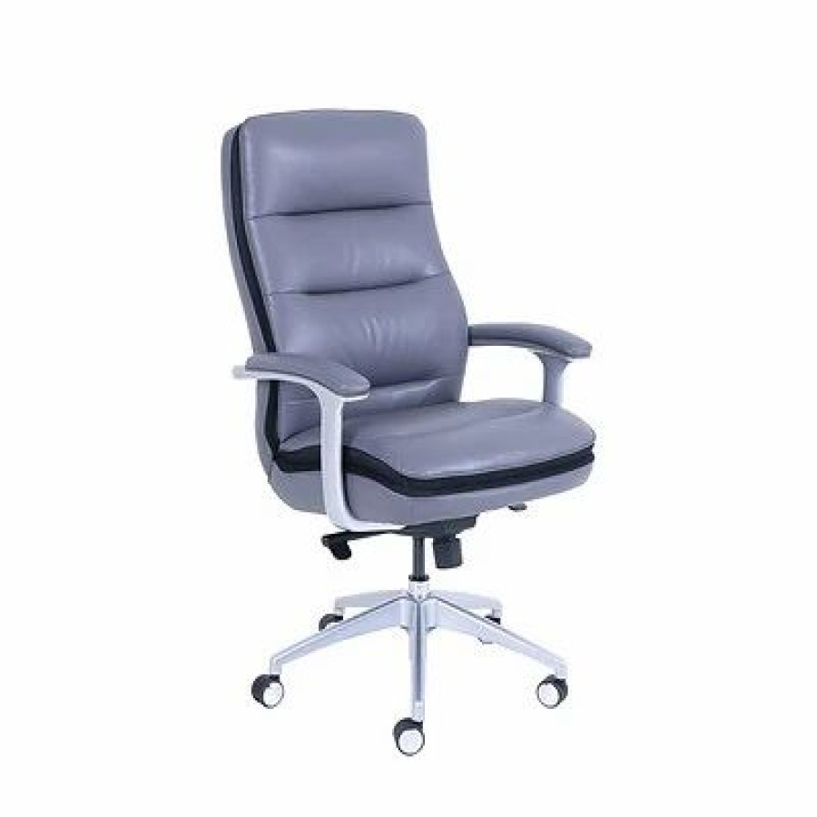 Chairs * | Task Chairs Beautyrest Platinum Bonded Leather Computer And Desk Chair, Gray (49404)